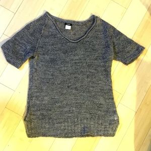 J Crew xs blue grey short sleeve linen sweater