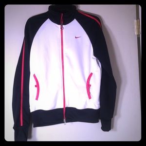 Nike black, white, and pink track jacket