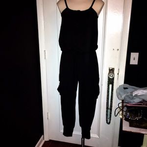 kensiegirl Juniors Black Matte Jersey Jumpsuit - S