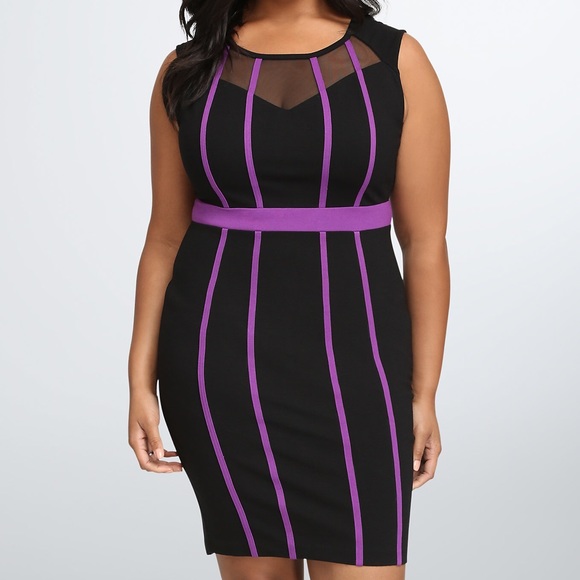 torrid Dresses & Skirts - NWT torrid size 16 purple piped body con w/ mesh