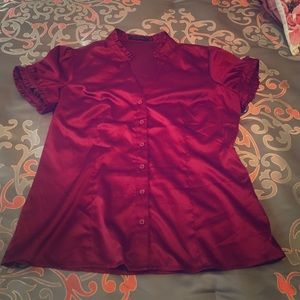 Burgundy satin shirt from The Limited