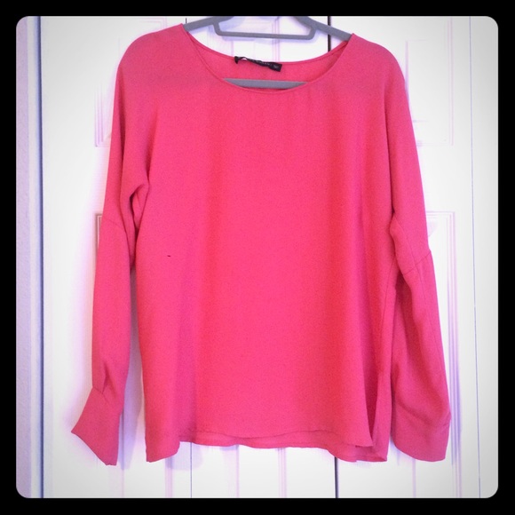 Zara Pink Long Sleeve Blouse Size XS