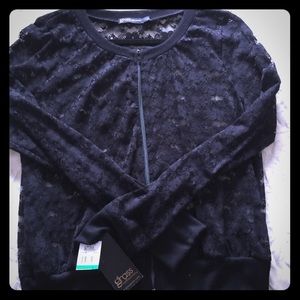 BRAND NEW-Lace Zipper Jacket-Black