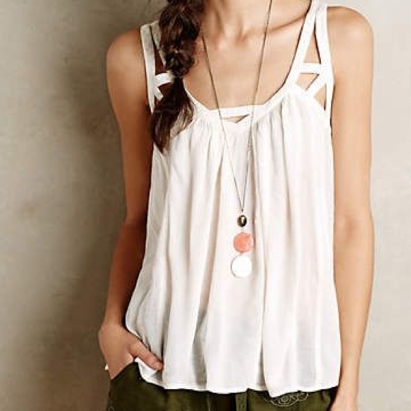 Anthropologie Cut-Out Gauze Tank NWOT