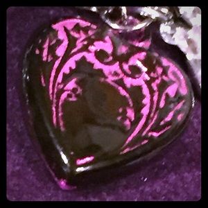 Magenta & Black Triple Strand Owl Bracelet.