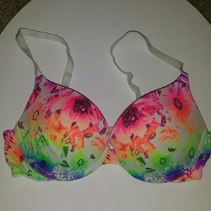 34B PINK Multicolor Floral Push Up Bra
