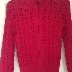 Liz Claiborne  sweater zipper with leather pull