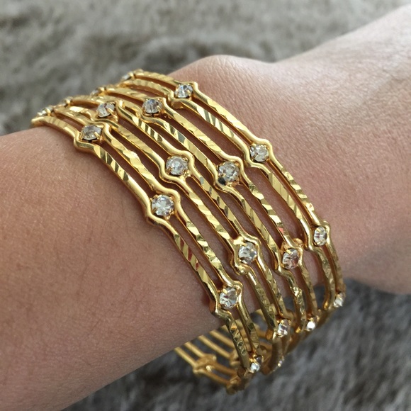 Fiza Jewelry - Gold Toned Bangles With Rhinestones