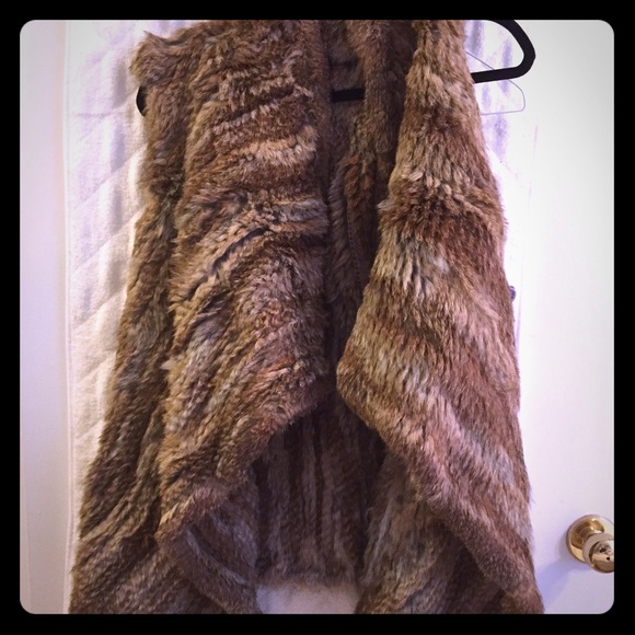 Love Token Rabbit-fur Draped Long Vest