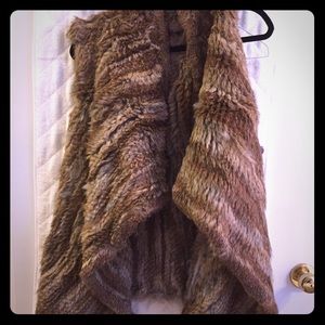 Love Token Rabbit-fur Draped Long Vest