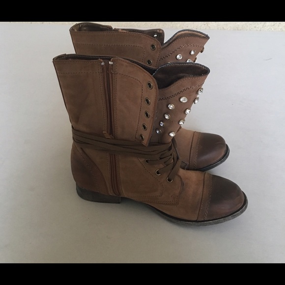 Combat boots w/ rhinestones