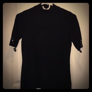 Gorgeous cotton black mockneck shirt 3 1/4 sleeve