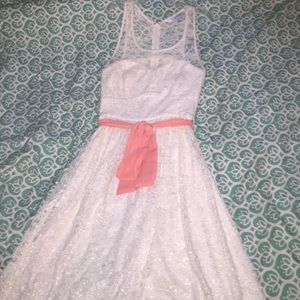 lace off-white and pink dress