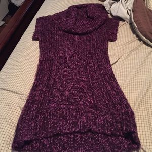 Cowl-neck tunic sweater