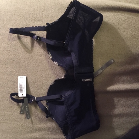 Navy blue with silver flower bra - Picture 2 of 3