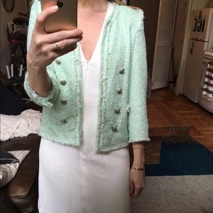 Zara green tweed blazer