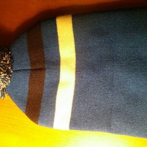 Blue white and black beanie
