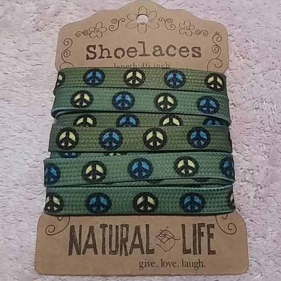 Natural Life Shoes - NWT Natural Life Flat Green Shoelaces PEACE SIGNS