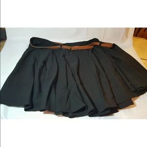 ASOS Curve Black Skater Skirt/Tan Belt size 22