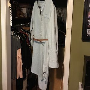 Light colored high/low denim dress