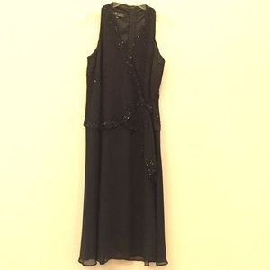 JKARA Black Chiffon Cocktail Dress