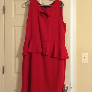 Sexy red plus peplum dress