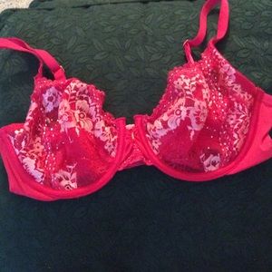 VS Red/Pink Unlined Demi Bra 34D