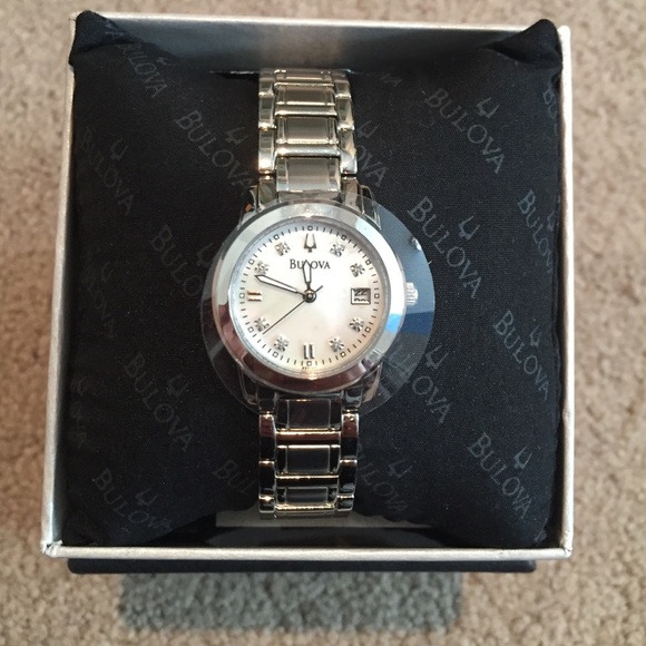 Bulova Watch with Mother of Pearl and Diamond Face