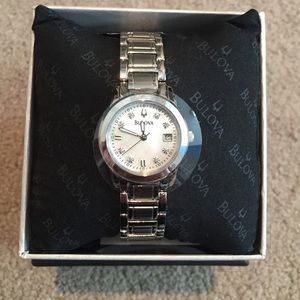 Bulova Watch with Mother of Pearl and Diamond Face