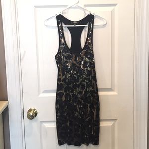 Black leopard sequin tank