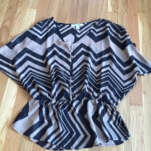 Tan and black Forever 21 Blouse