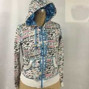 Heatherette printed zip up