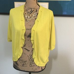 Vibrant tropical yellow cardigan.