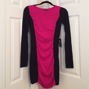 Pink and black sweater dress from Express