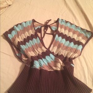 Flirty crochet wrap sleeveless sweater