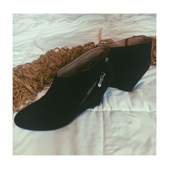 Black Wedge Booties