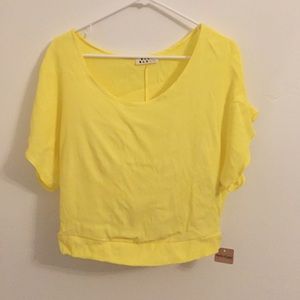 Yellow satin crop top