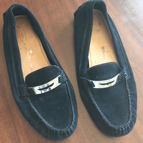 Black suede loafers