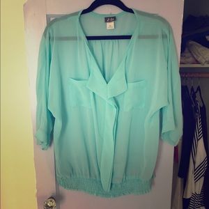Dots brand banded mint green top