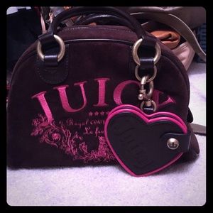 Juicy Couture velvet brown handbag w/ hot pink.