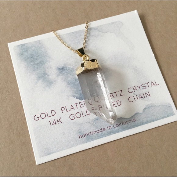 ๐HP๐ Quartz Crystal Spike Pendant 14K Gold Chain - Picture 2 of 2