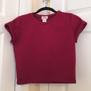 Dark red cap sleeve crop top