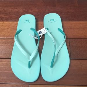 mint green flip flops