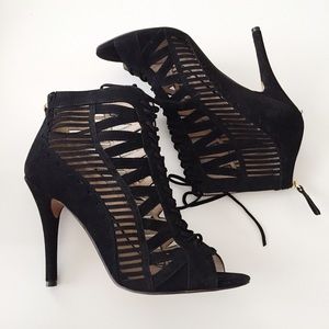 Nine West | Suede Lace-Up Cage Booties