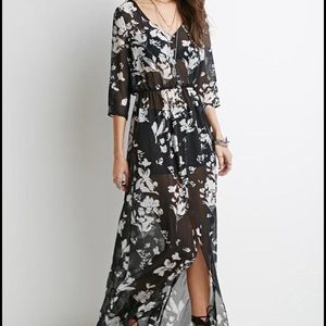Chiffon sheer floral maxi dress