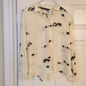 Precious elephant patterned silk top!