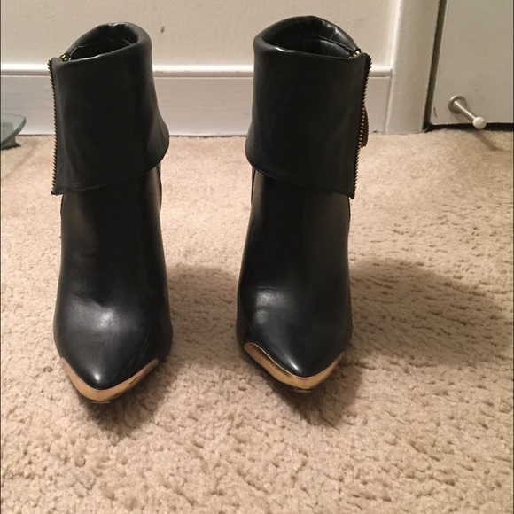 Gold Trimmed Zipper Booties