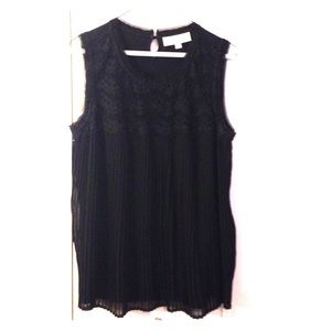 Sleeveless black lace accordion inspired top