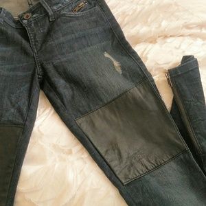 Guess jeans w/ leather paneling
