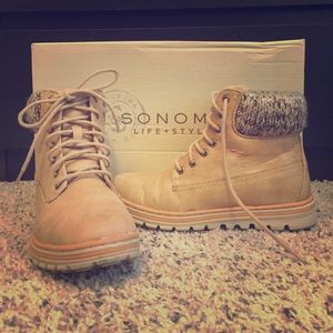 Suede sweater top boots.